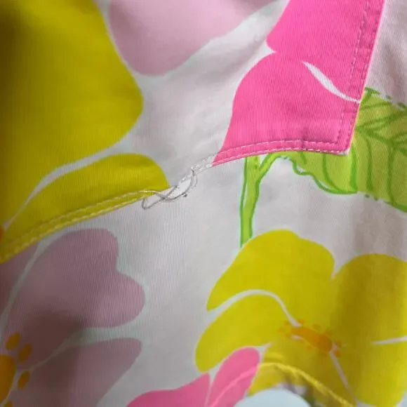 Vintage Lilly Pulitzer Shift Dress Womens Medium Pink Yellow Floral Pockets - Picture 9 of 11